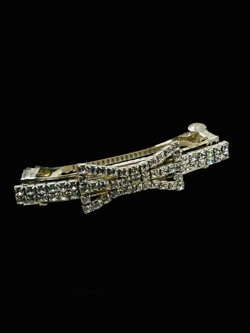 Large Vintage Rhinestone Bow Barrette Wedding Bridal Evening Wear